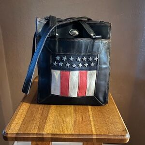Vintage American West Leather Purse with Patriotic Theme.